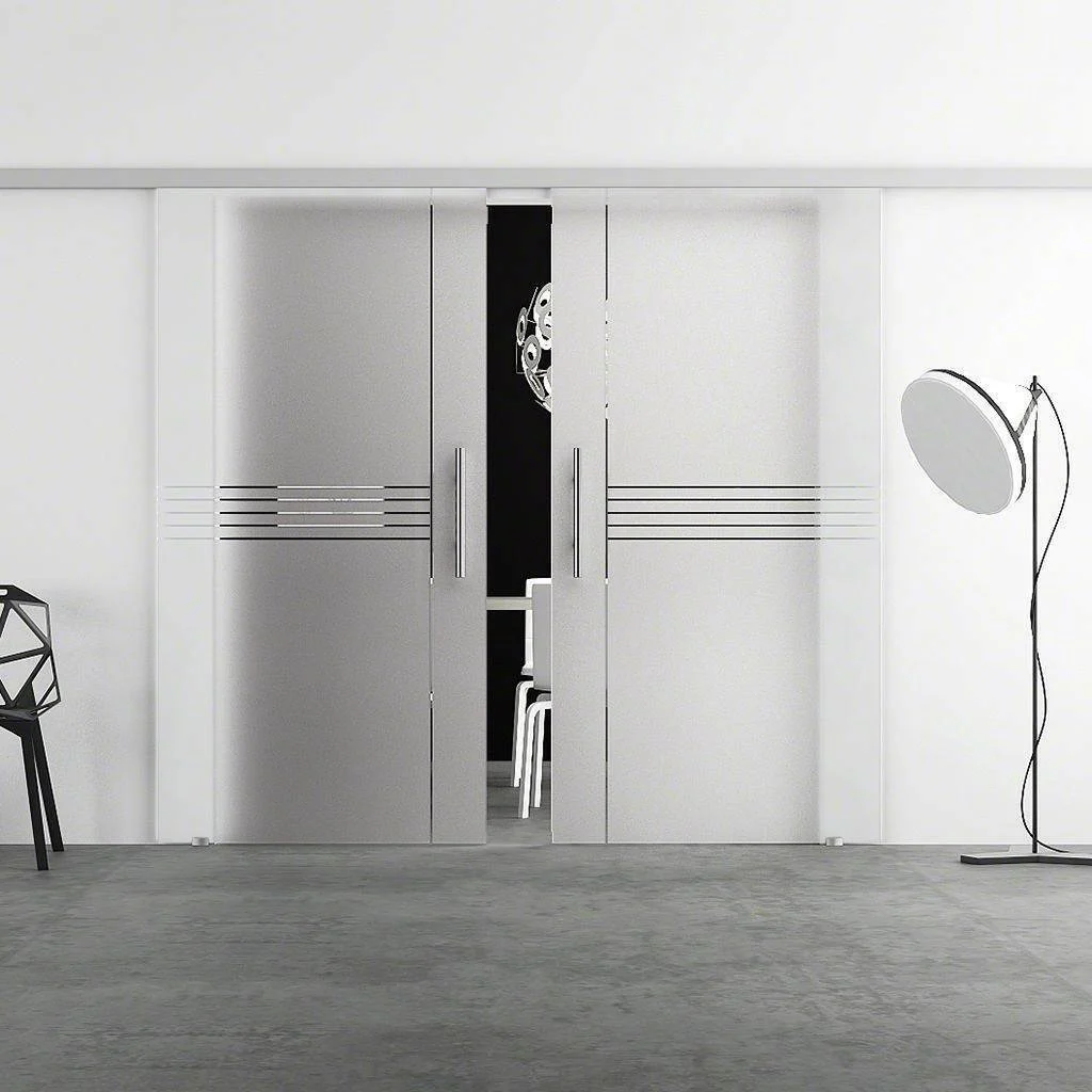 Glasschiebetür Komplettset Zweiflügelig | Levidor SlimeLine | Design München | SoftClose optional