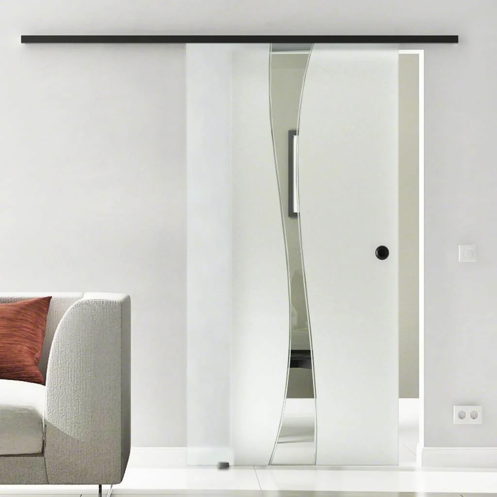 Glasschiebetür Komplettset | Levidor SlimeLine Schwarz | Design Bremen | SoftClose optional