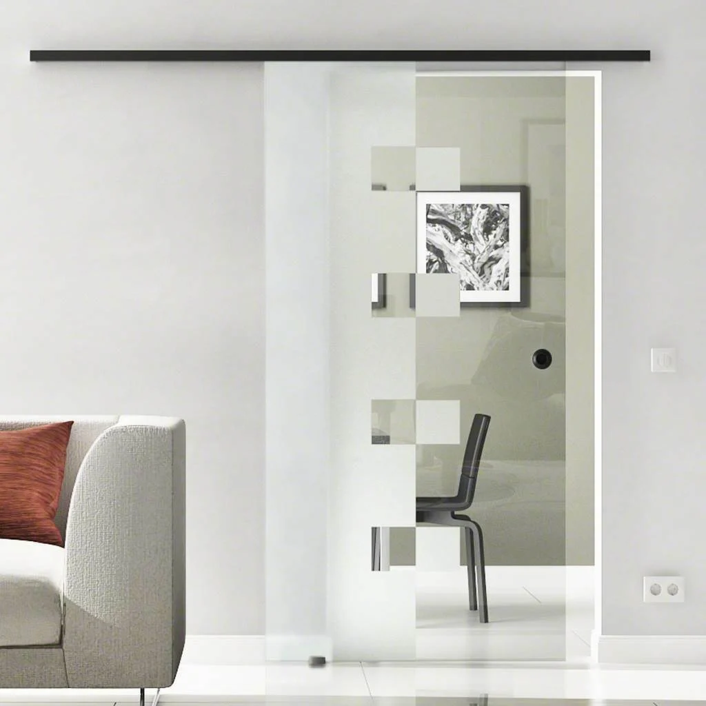 Glasschiebetür Komplettset | Levidor SlimeLine Schwarz | Design Wolfsburg | SoftClose optional