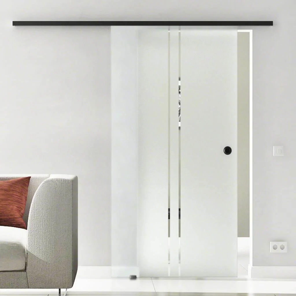 Glasschiebetür Komplettset | Levidor SlimeLine Schwarz | Design Köln | SoftClose optional