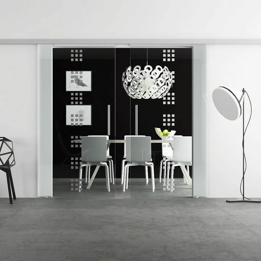 Glasschiebetür Komplettset Zweiflügelig | Levidor SlimeLine | Design Stuttgart | SoftClose optional
