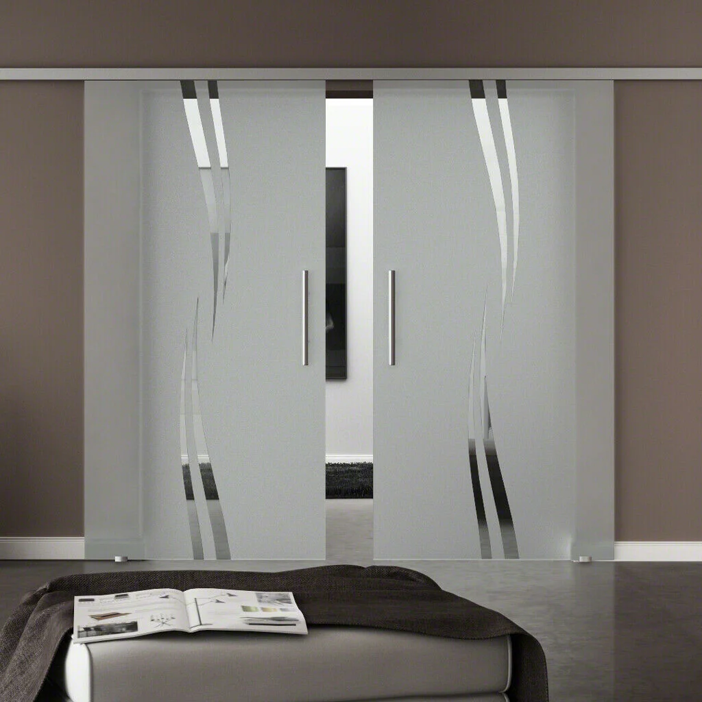 Glasschiebetür Komplettset Zweiflügelig | Levidor SlimeLine | Design Augsburg | SoftClose optional