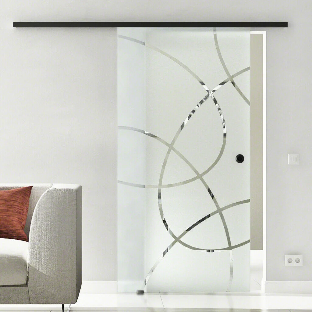 Glasschiebetür Komplettset | Levidor SlimeLine Schwarz | Design Essen | SoftClose optional