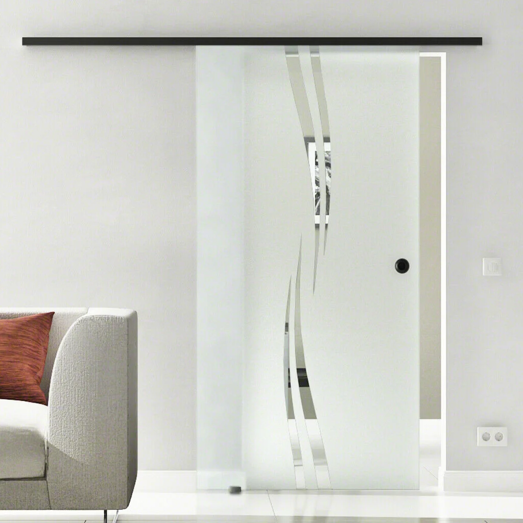 Glasschiebetür Komplettset | Levidor SlimeLine Schwarz | Design Augsburg | SoftClose optional