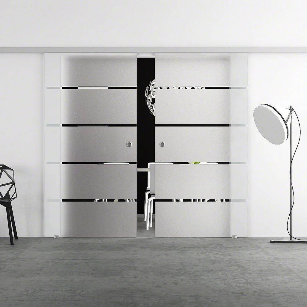 Glasschiebetür Komplettset Zweiflügelig | Levidor SlimeLine | Design Berlin | SoftClose optional