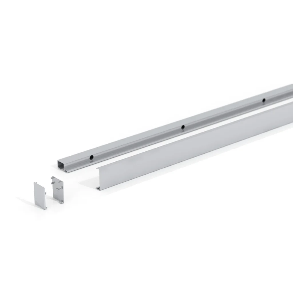 SlimeLine - Laufschiene mit Frontblende für Glasschiebetürsystem 1-flügelig